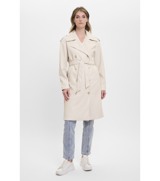 Rino en Pelle Faux leather double breasted trenchcoat 9030 birch