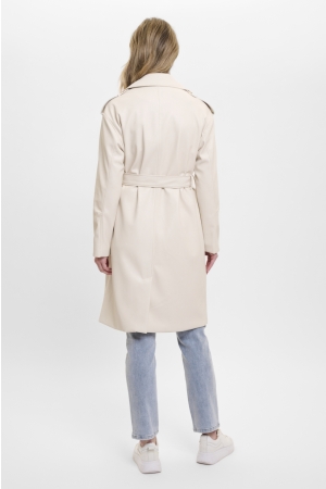 Rino en Pelle Faux leather double breasted trenchcoat 9030 birch