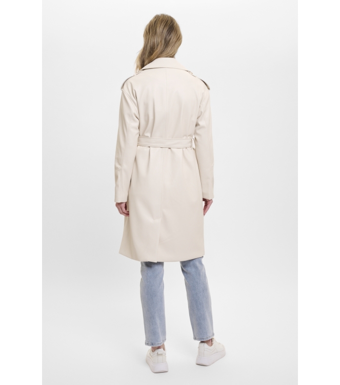 Rino en Pelle Faux leather double breasted trenchcoat 9030 birch
