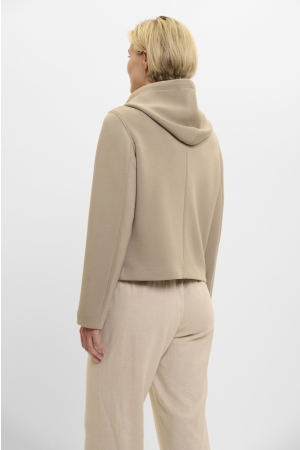 Rino en Pelle Double breasted jacket with detachable hood collar 10812 dusty khaki