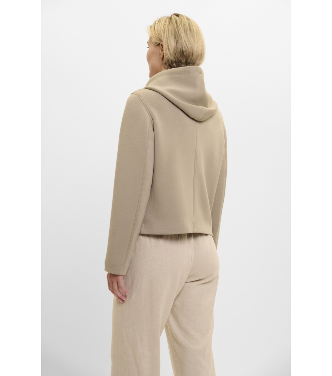 Rino en Pelle Double breasted jacket with detachable hood collar 10812 dusty khaki