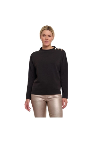 Rino en Pelle Wide top long sleeves mock neck 9900 black