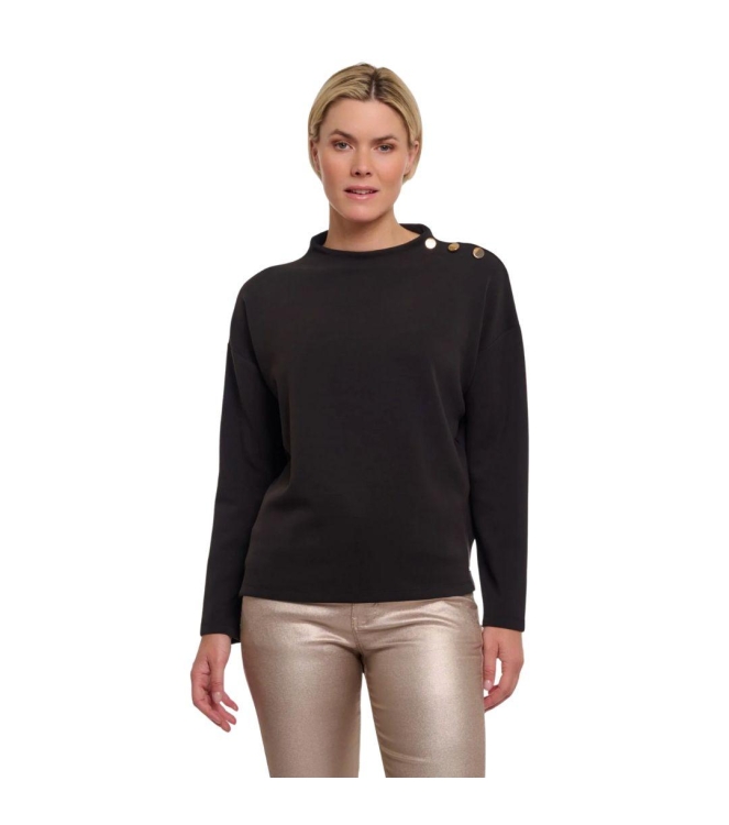 Rino en Pelle Wide top long sleeves mock neck 9900 black
