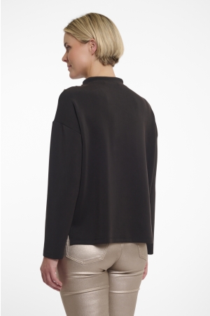 Rino en Pelle Wide top long sleeves mock neck 9900 black