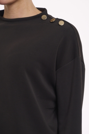 Rino en Pelle Wide top long sleeves mock neck 9900 black