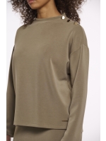 Rino en Pelle Wide top long sleeves mock neck 10830 dark khaki