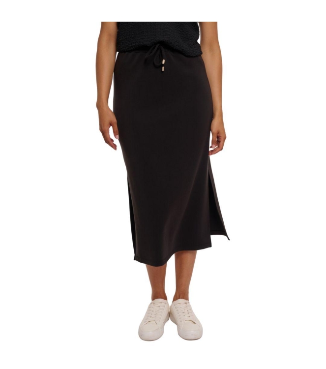 Rino en Pelle Midi length skirt with slits 9900 black
