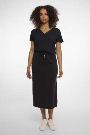 Rino en Pelle Midi length skirt with slits 9900 black