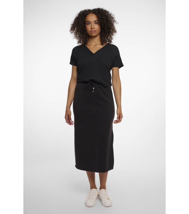 Rino en Pelle Midi length skirt with slits 9900 black