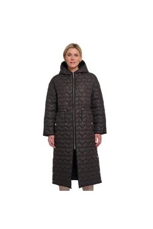 Rino en Pelle Long quilted jacket with hood 9900 black