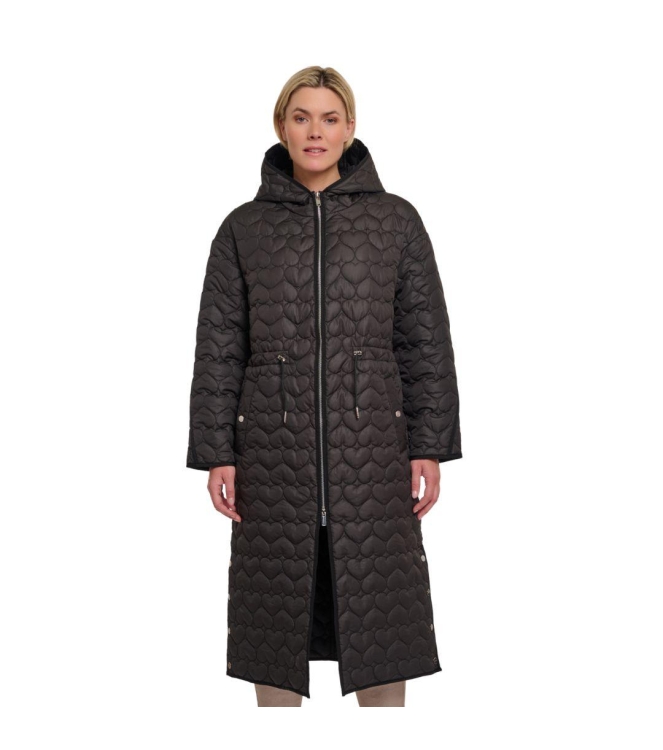 Rino en Pelle Long quilted jacket with hood 9900 black