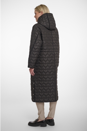 Rino en Pelle Long quilted jacket with hood 9900 black