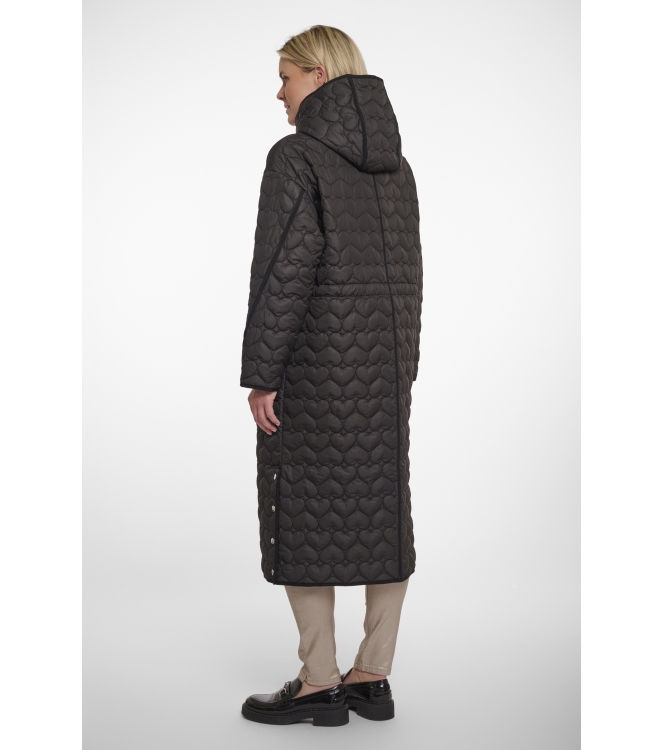 Rino en Pelle Long quilted jacket with hood 9900 black