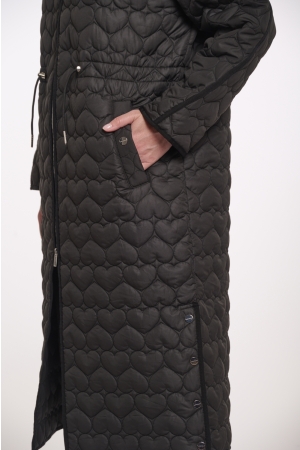 Rino en Pelle Long quilted jacket with hood 9900 black