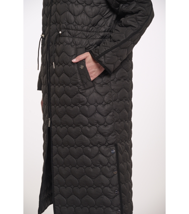 Rino en Pelle Long quilted jacket with hood 9900 black