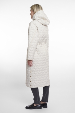 Rino en Pelle Long quilted jacket with hood 9030 birch