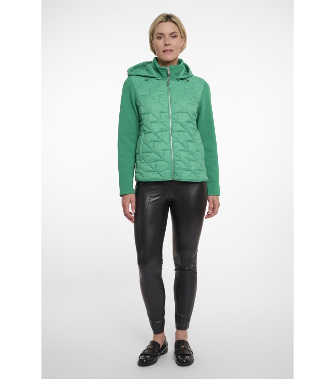 Rino en Pelle Light quilted jacket with scuba sleeves 10807 clover green
