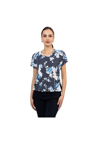 Sarto Fashion Blouson o-neck m1100 navy-white-cornflower+ flower