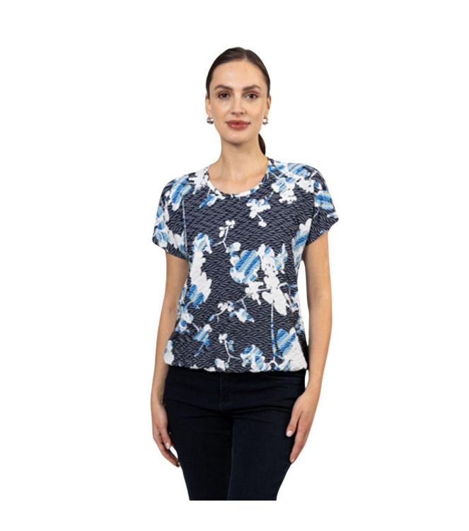 Sarto Fashion Blouson o-neck m1100 navy-white-cornflower+ flower