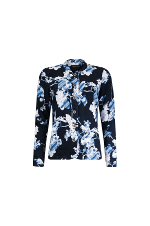Sarto Fashion Jacket stand-up collar m1100 navy-white-cornflower+ flower