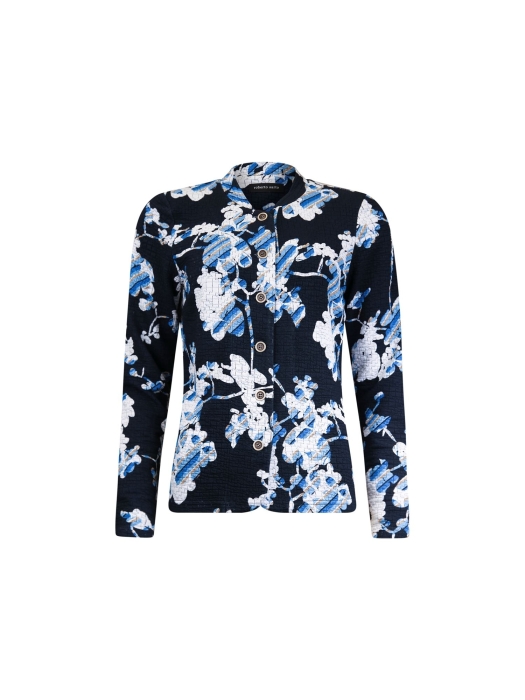 Sarto Fashion Jacket stand-up collar m1100 navy-white-cornflower+ flower
