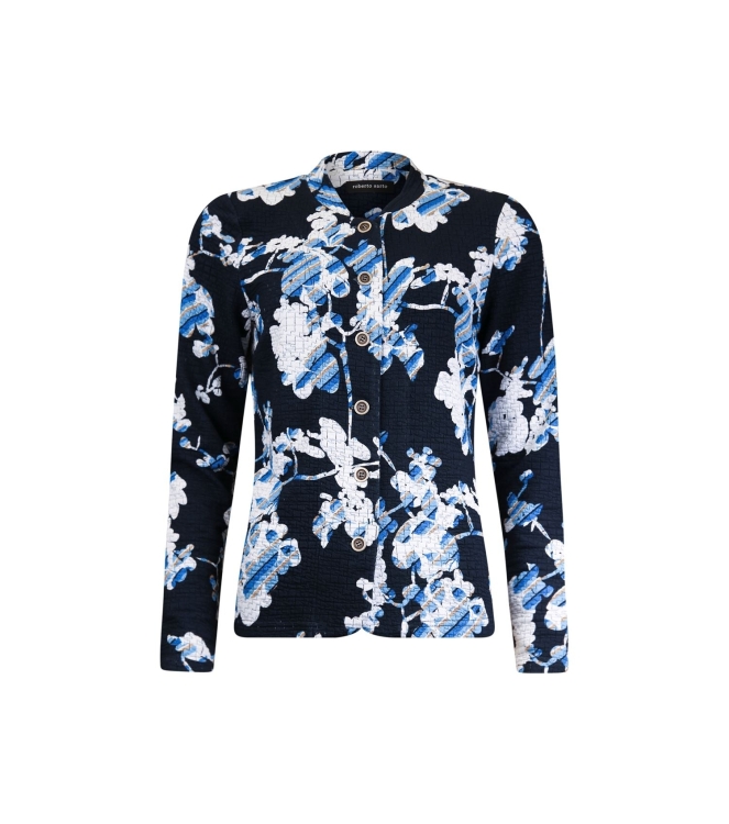 Sarto Fashion Jacket stand-up collar m1100 navy-white-cornflower+ flower