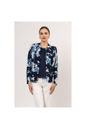 Sarto Fashion Jacket stand-up collar m1100 navy-white-cornflower+ flower