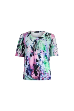 Sarto Fashion Blouson elastic o-neck s/s m1280 rosebloom-f green art leaves