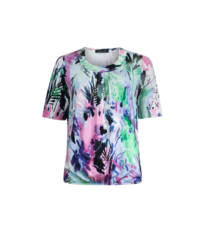 Sarto Fashion Blouson elastic o-neck s/s m1280 rosebloom-f green art leaves