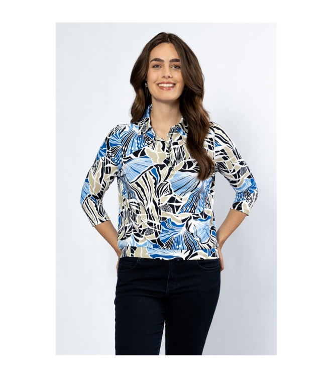 Sarto Fashion Blouson polo 3/4 sl m1460 cornflower- beach+graphic she