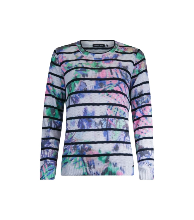 Sarto Fashion Pullover l/s m1350 white+navy with mix print th2