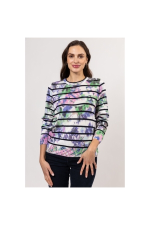 Sarto Fashion Pullover l/s m1350 white+navy with mix print th2