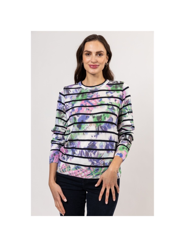 Sarto Fashion Pullover l/s m1350 white+navy with mix print th2