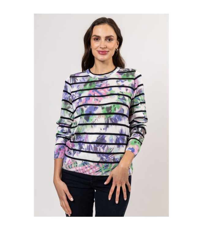 Sarto Fashion Pullover l/s m1350 white+navy with mix print th2