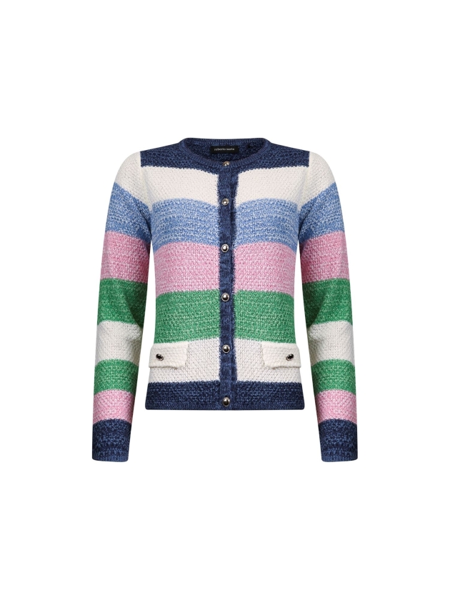 Sarto Fashion Cardigan l/s m1410 navy-sky-rbloom+ stripe