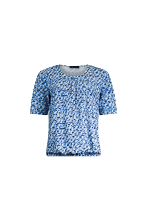 Sarto Fashion Blouson elastic o-neck s/s m1731 cornflower-sky+layered graphi