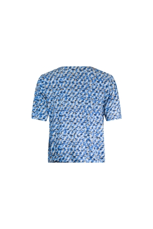 Sarto Fashion Blouson elastic o-neck s/s m1731 cornflower-sky+layered graphi