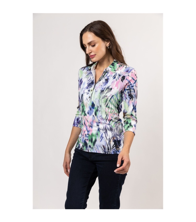 Sarto Fashion T-shirt polo 3/4 sl m1631 freshgreen-rosebloom-krokus +