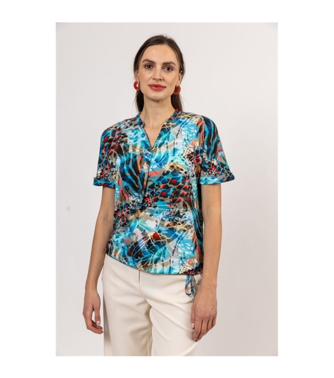 Sarto Fashion T-shirt cut-on sleeve s/s m1960 lagoon-coral+ sunset boulevar