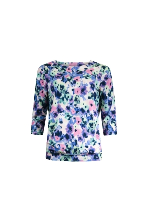 Sarto Fashion Blouson boat neck 3/4 sl m1790 krokus-f green+painted flower
