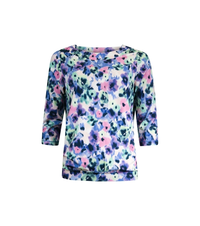 Sarto Fashion Blouson boat neck 3/4 sl m1790 krokus-f green+painted flower