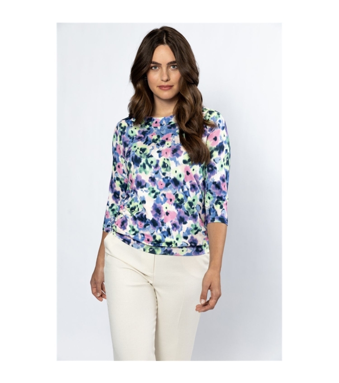 Sarto Fashion Blouson boat neck 3/4 sl m1790 krokus-f green+painted flower