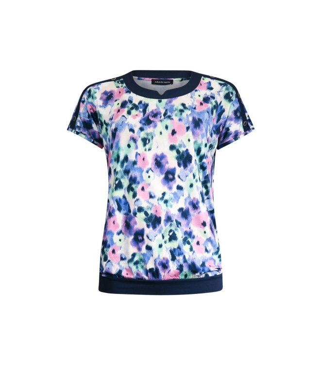 Sarto Fashion T-shirt blouson o-neck s/s m1790 krokus-f green+painted flower