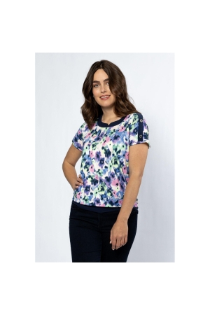 Sarto Fashion T-shirt blouson o-neck s/s m1790 krokus-f green+painted flower