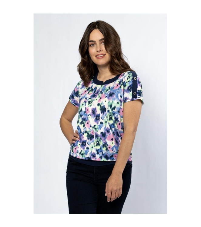 Sarto Fashion T-shirt blouson o-neck s/s m1790 krokus-f green+painted flower