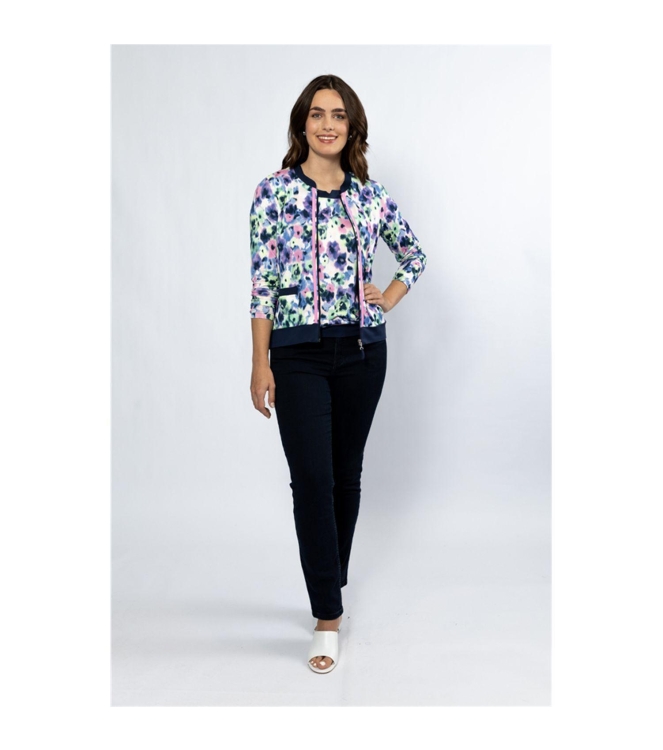 Sarto Fashion T-shirt blouson o-neck s/s m1790 krokus-f green+painted flower