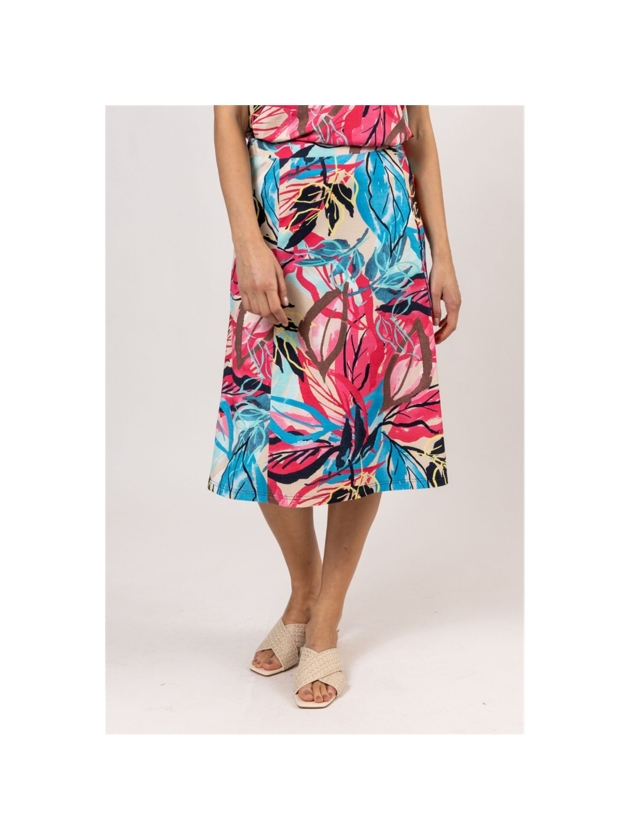 Sarto Fashion Skirt m1870 coral-lagoon+exotic leafs pr