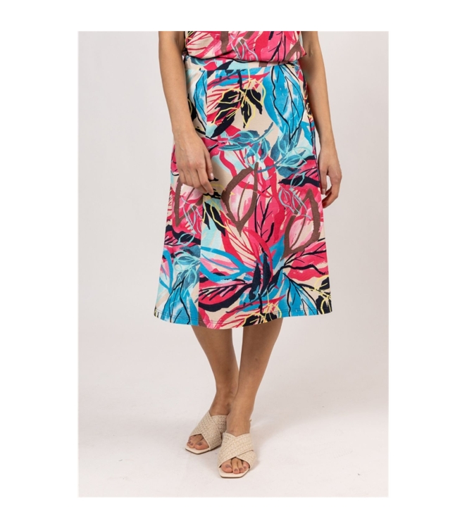 Sarto Fashion Skirt m1870 coral-lagoon+exotic leafs pr