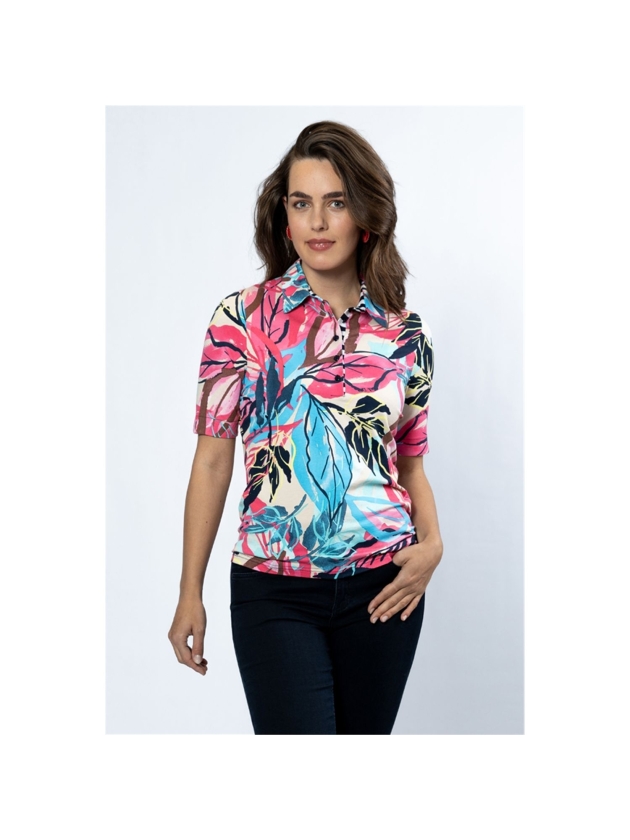Sarto Fashion Polo s/s m1870 coral-lagoon+exotic leafs pr