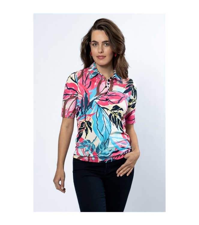Sarto Fashion Polo s/s m1870 coral-lagoon+exotic leafs pr